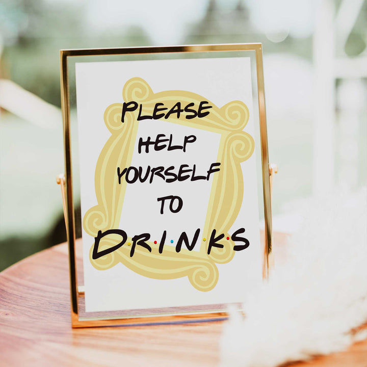 drinks baby table signs, Friends baby decor, printable baby table signs, printable baby decor, friends table signs, fun baby signs, friends fun baby table signs