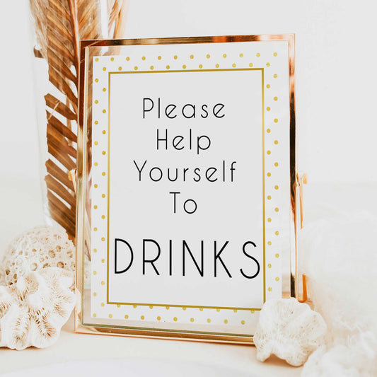 drinks baby table sign, drinks table signs, Printable baby shower games, baby gold dots fun baby games, baby shower games, fun baby shower ideas, top baby shower ideas, gold glitter shower baby shower, friends baby shower ideas
