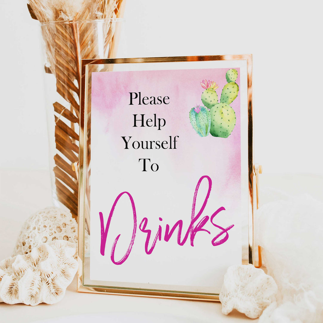 Cactus baby decor, drinks baby sign, Mexican baby signs, baby shower decor, baby signs, printable baby signs, baby decor, 