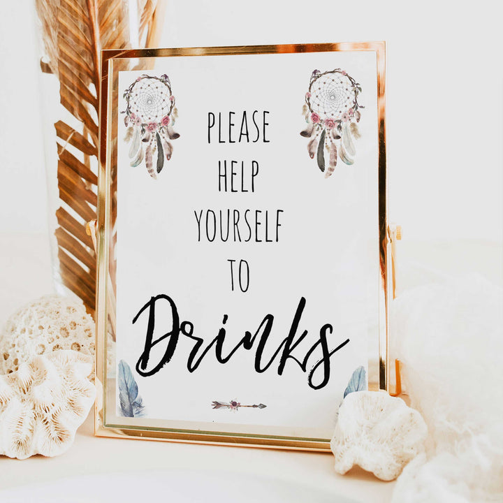 boho baby signs, drinks baby sign, printable baby signs, boho baby decor, fun baby signs, baby shower signs, baby shower decor