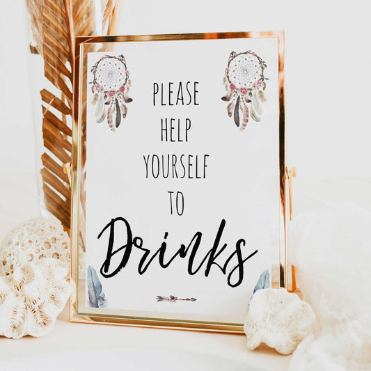 boho baby signs, drinks baby sign, printable baby signs, boho baby decor, fun baby signs, baby shower signs, baby shower decor