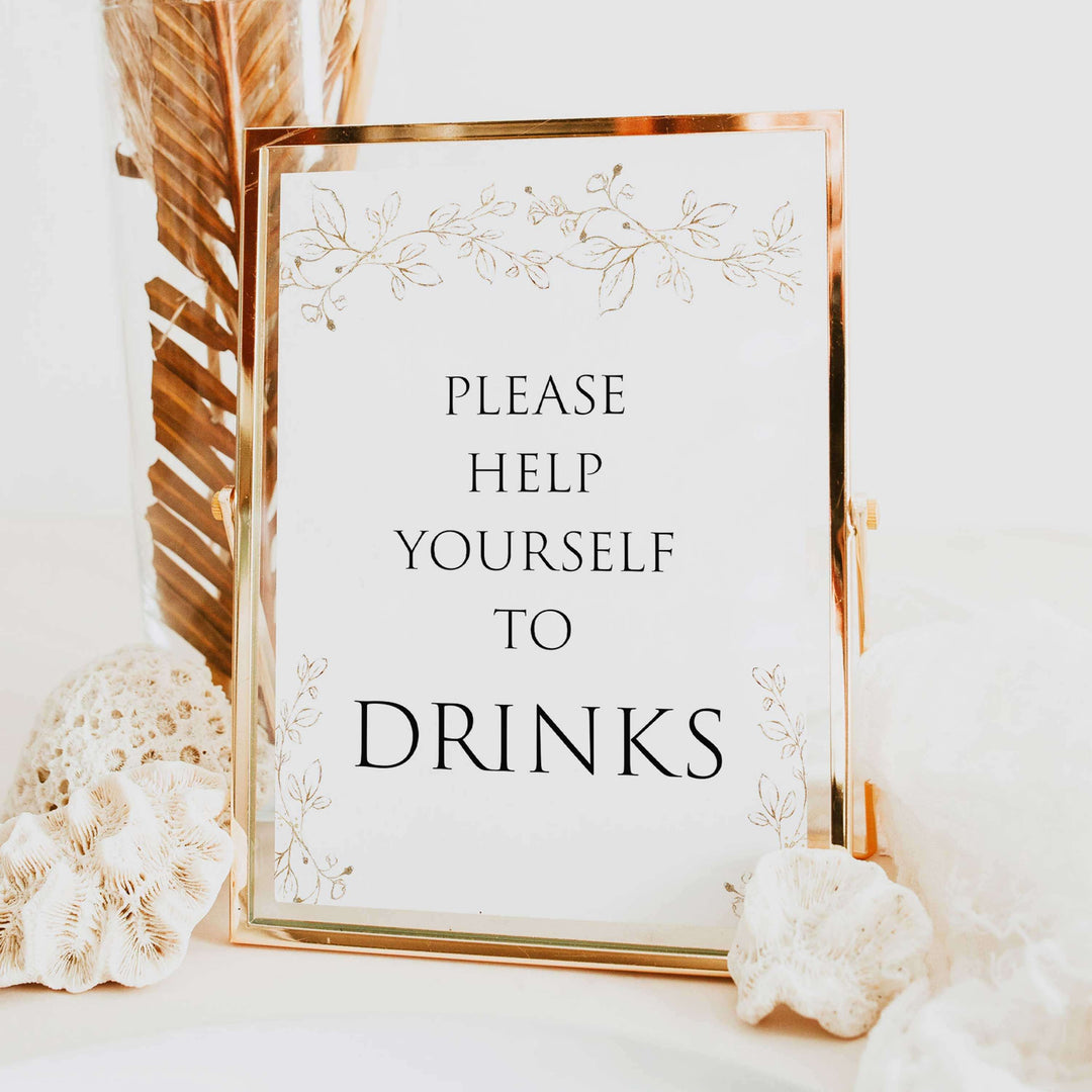 drinks table sign, Gold leaf baby decor, printable baby table signs, printable baby decor, baby gold leaf table signs, fun baby signs, baby gold leaf fun baby table signs