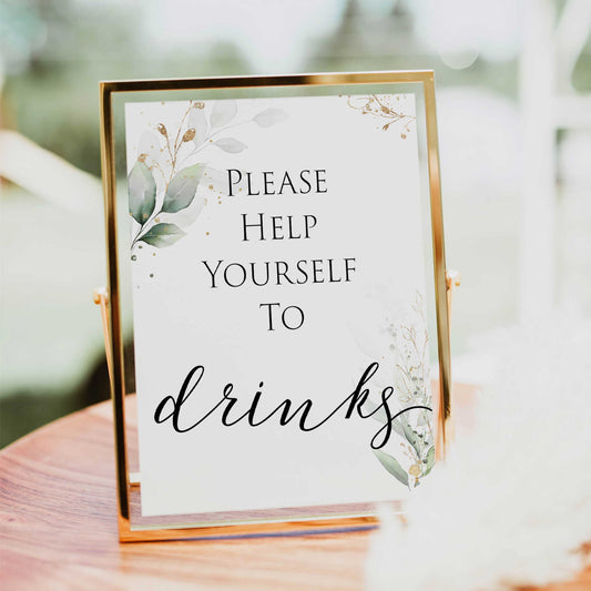 Gold green leaf baby games, drinks sign, printable baby games, fun baby games, top baby games to play, gold leaf baby shower, greenery baby shower ideas