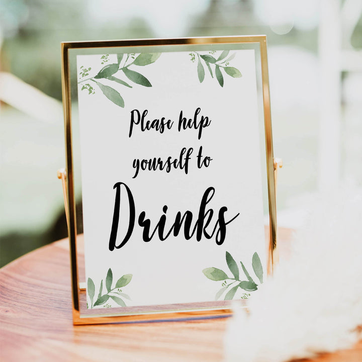 Drinks baby shower signs, printable baby shower signs, botanical baby shower decor, floral baby table signs