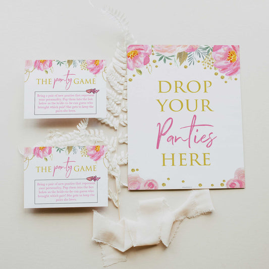 drop your panties game, do you know the bride game, bachelorette scattergories game, dirty minds game, dirty little secrets game, dirty emoji pictionary game, date night jar, printable bridal shower games, blush floral bridal shower games, fun bridal shower games