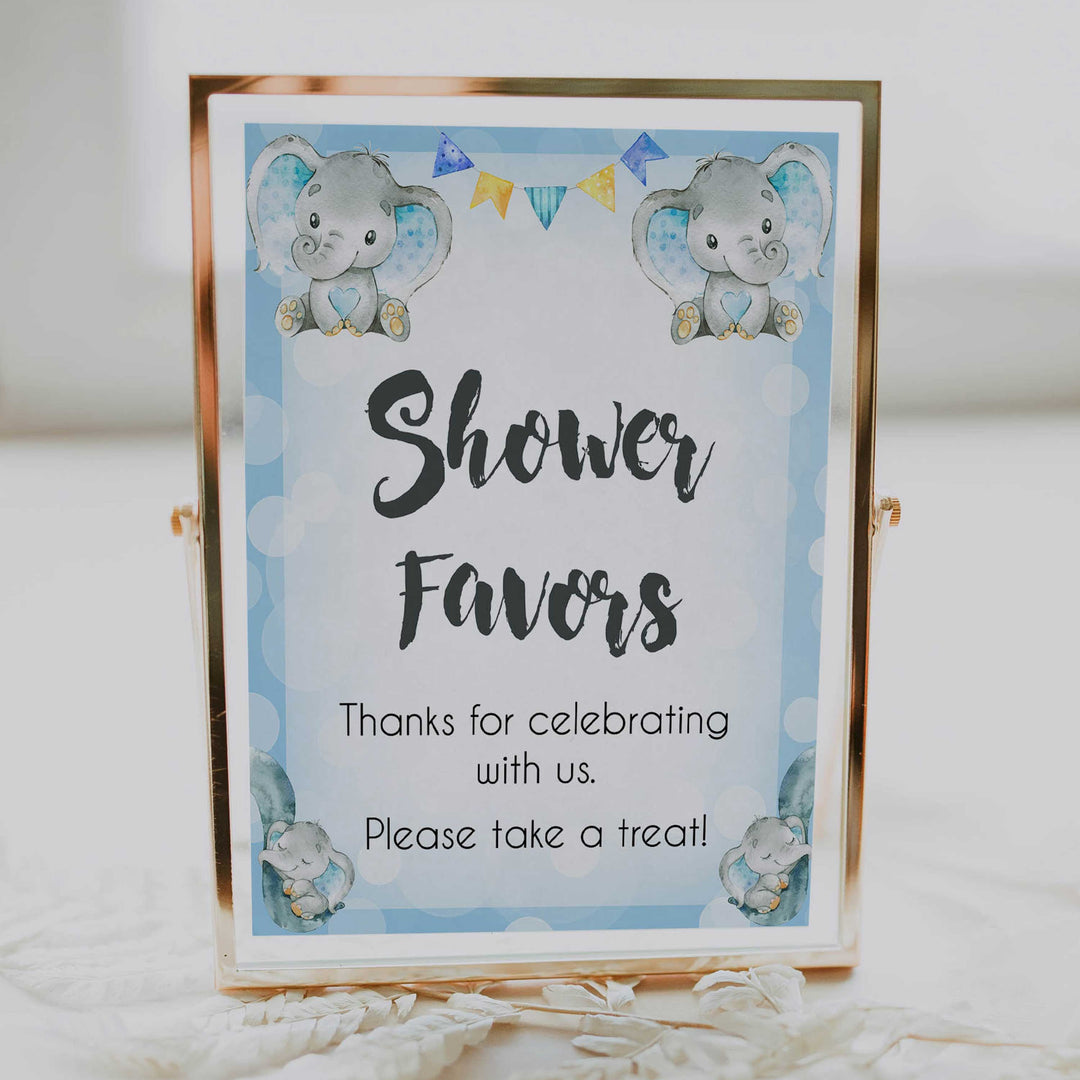 shower favors baby table signs, favors baby signs, Blue elephant baby decor, printable baby table signs, printable baby decor, blue table signs, fun baby signs, fun baby table signs