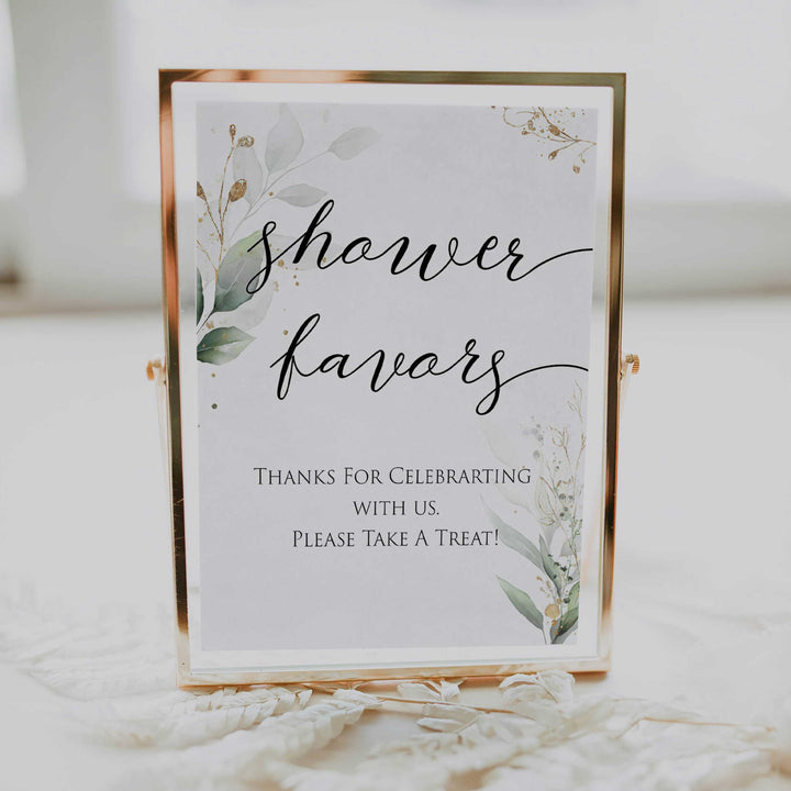  Gold green leaf baby signs, shower favors, baby shower favours,  printable baby shower decor, fun baby signs, top baby games to play, gold leaf baby shower decor, greenery baby shower ideas