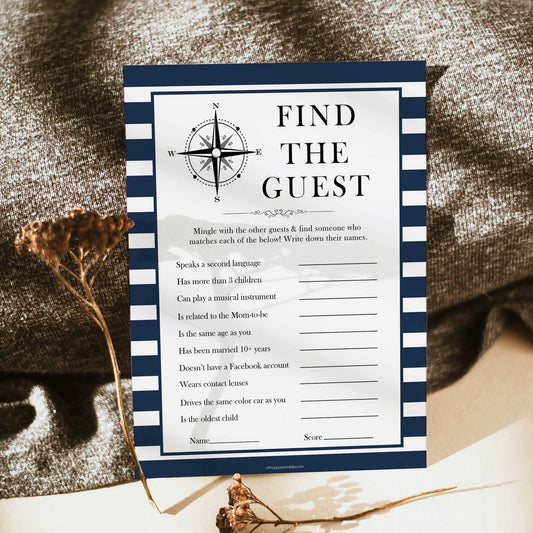 Nautical baby shower games, find the guest baby shower games, printable baby shower games, baby shower games, fun baby games, ahoy its a boy, popular baby shower games, sailor baby games, boat baby games