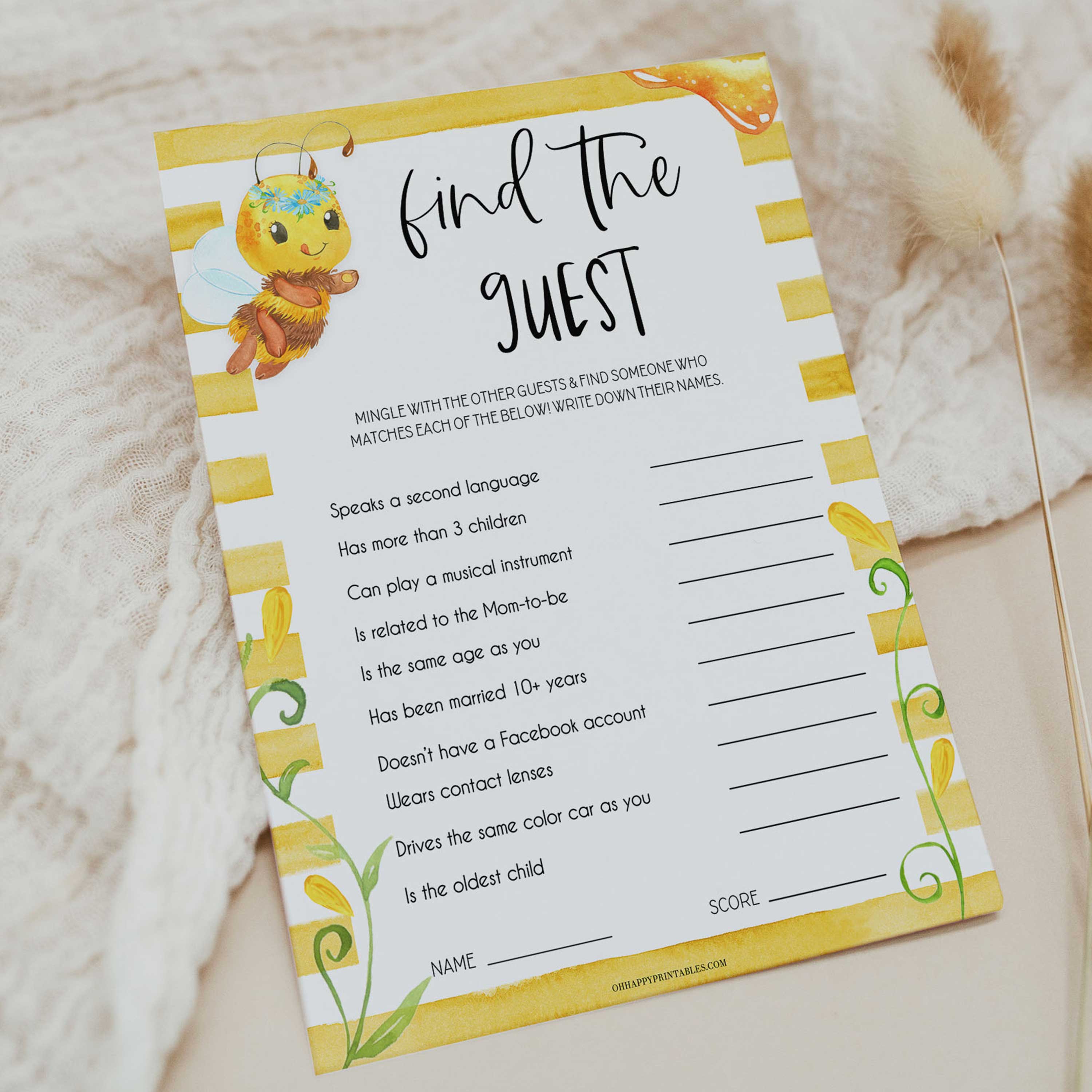 find the guest baby game, Printable baby shower games, mommy bee fun baby games, baby shower games, fun baby shower ideas, top baby shower ideas, mommy to bee baby shower, friends baby shower ideas