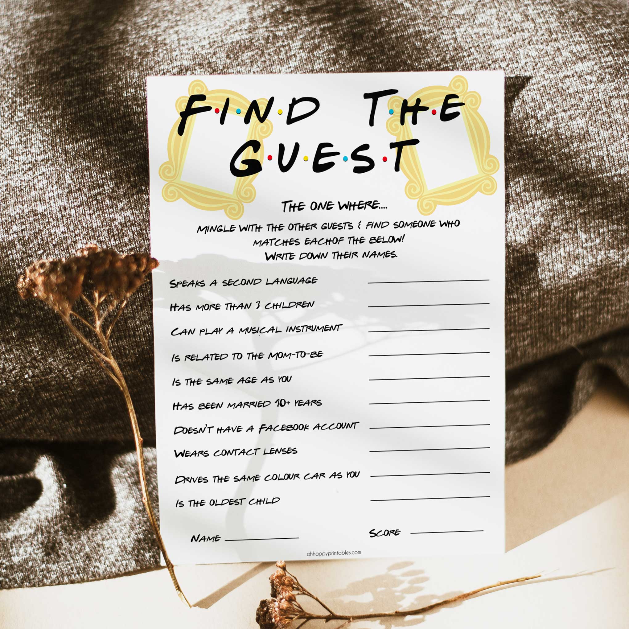 baby find the guest, Printable baby shower games, friends fun baby games, baby shower games, fun baby shower ideas, top baby shower ideas, friends baby shower, friends baby shower ideas