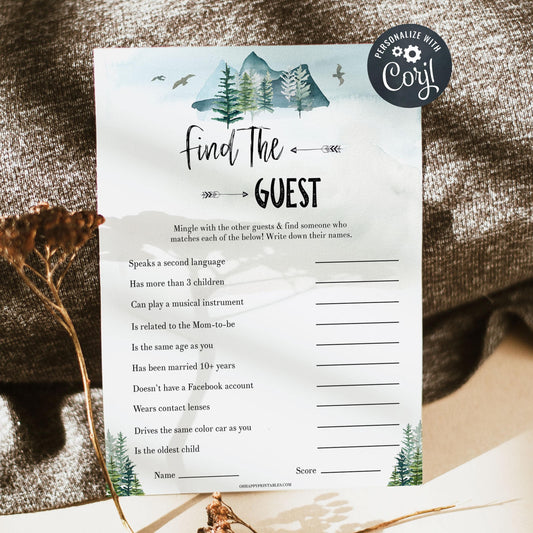 Editable find the guest baby game, Printable baby shower games, adventure awaits baby games, baby shower games, fun baby shower ideas, top baby shower ideas, adventure awaits baby shower, baby shower games, fun adventure baby shower ideas