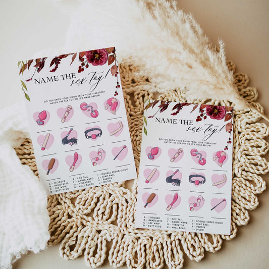 Fully editable and printable name the sex toys games with a Fall design. Perfect for a fall floral bridal shower