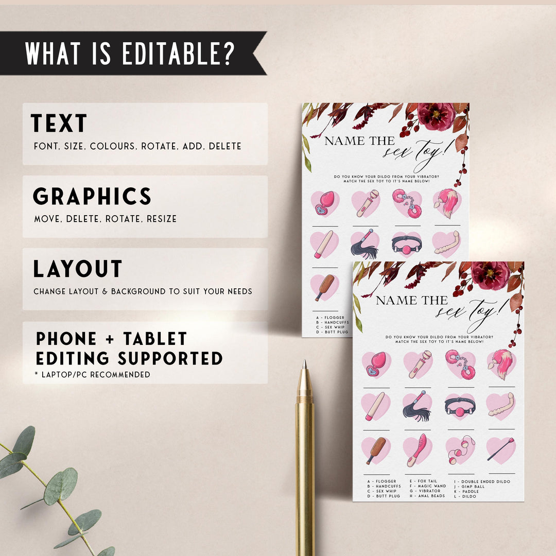 EDITABLE Name The Sex Toy Game
