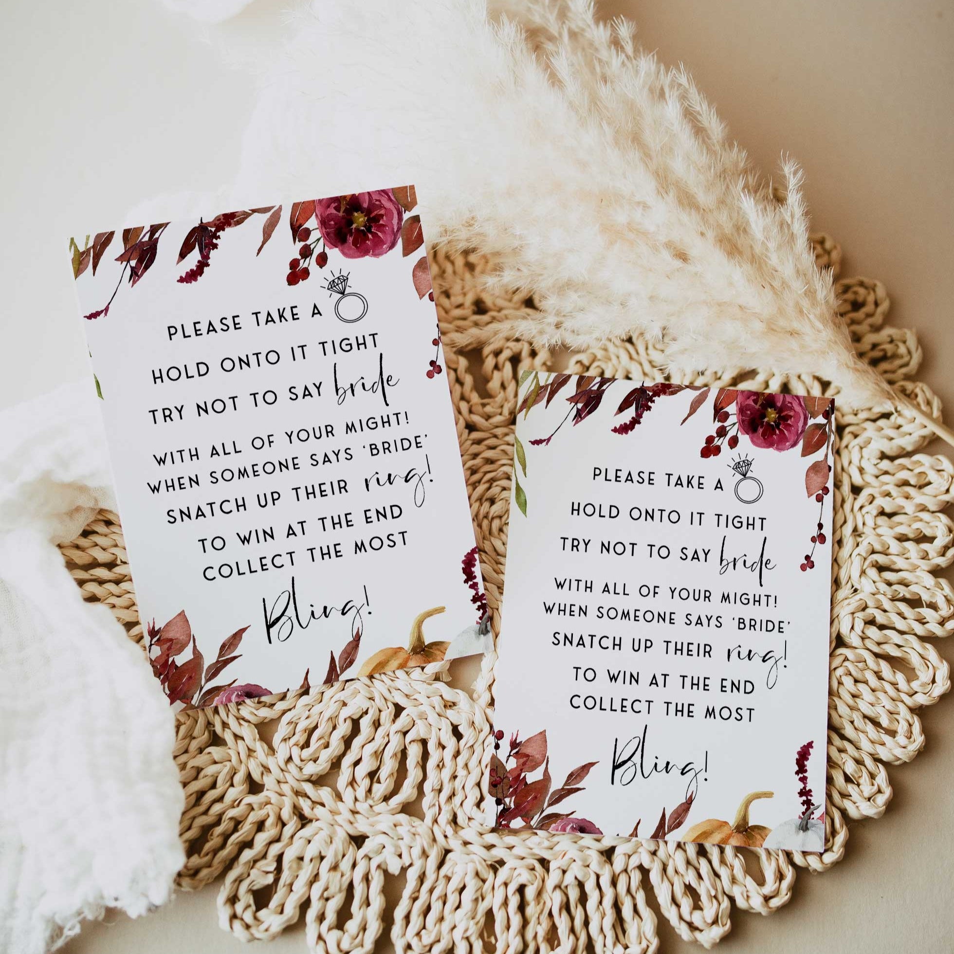 EDITABLE Please Take A Ring Game Fall Bachelorette Party