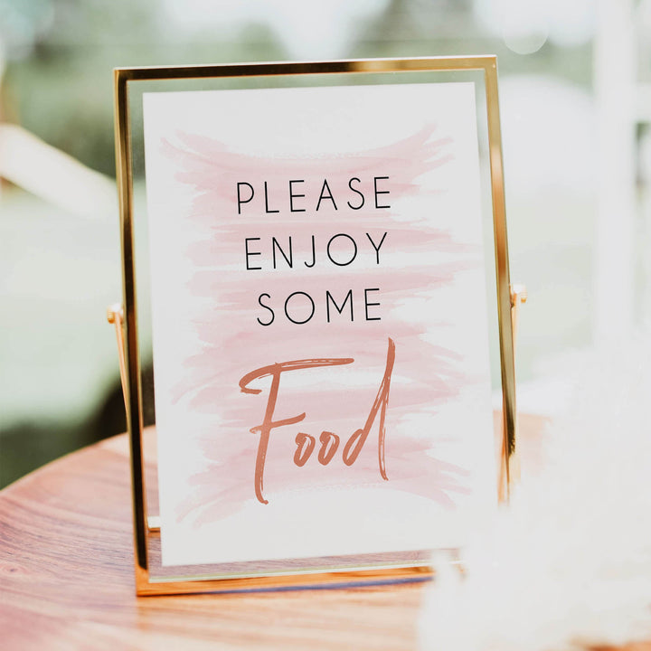 pink swash food sign, pink baby signs, food baby sign, food baby shower, printable baby decor, pink watercolour swash, pink baby shower