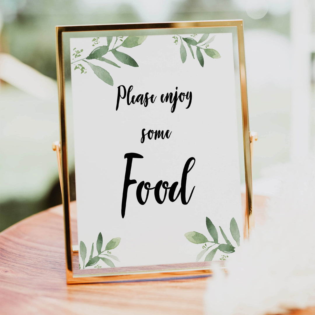 food baby shower signs, printable baby shower signs, botanical baby shower decor, floral baby table signs