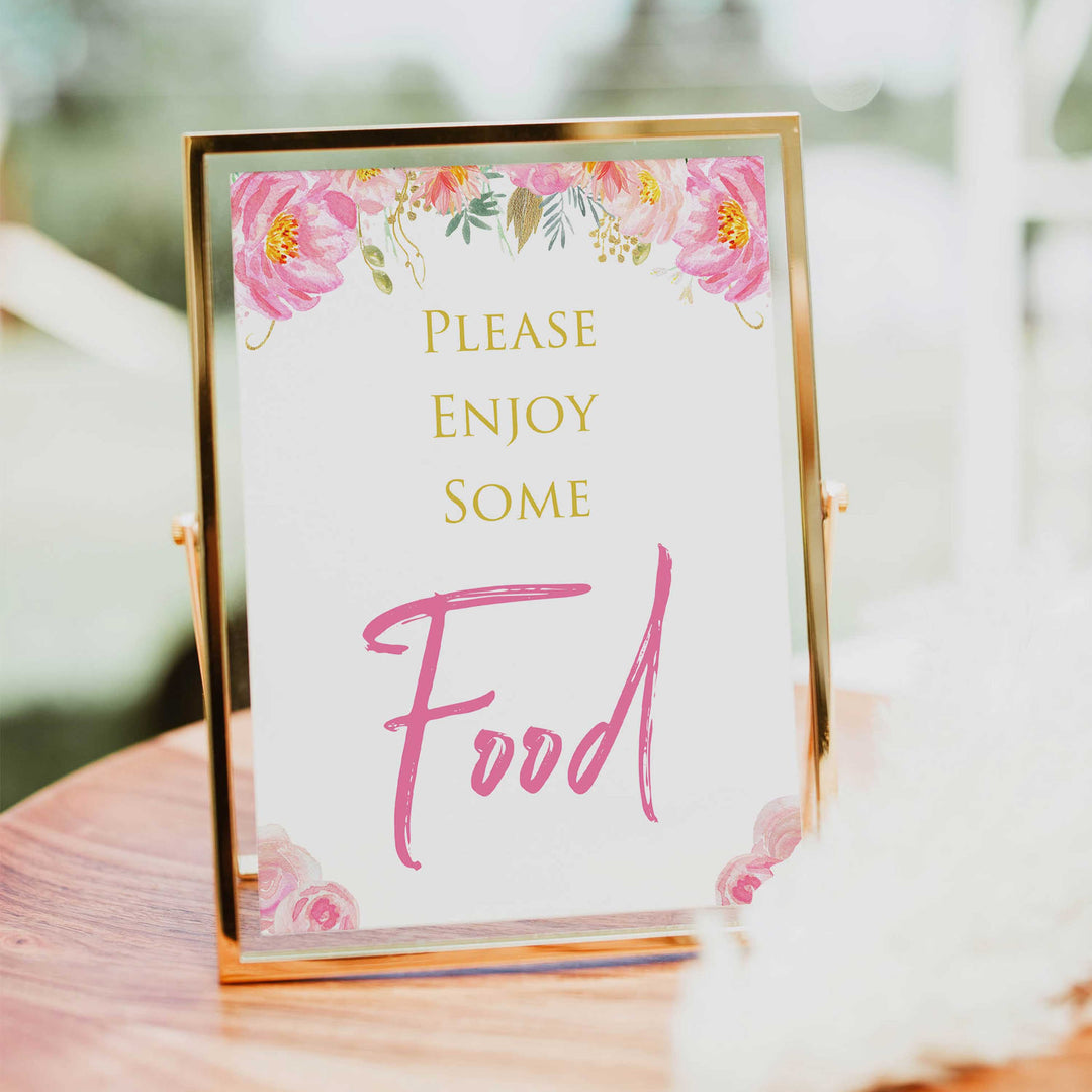food baby table signs, food baby decor, Blush floral baby decor, printable baby table signs, printable baby decor, gold table signs, fun baby signs, floral fun baby table signs