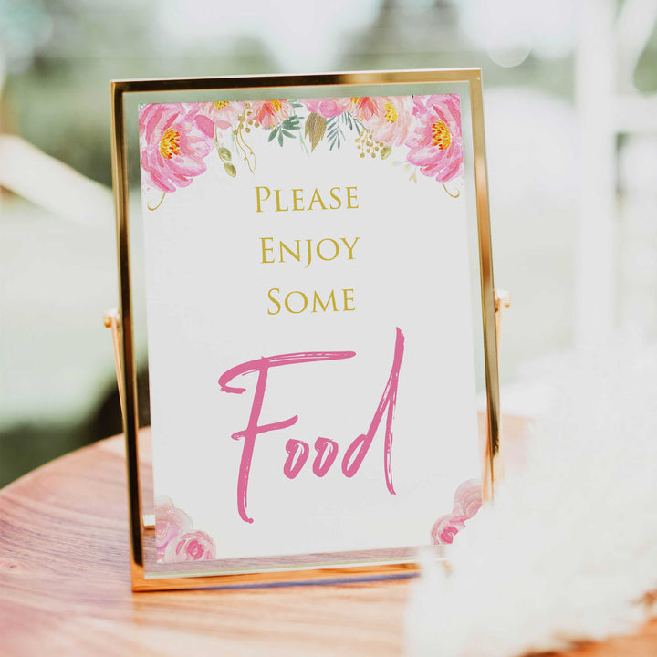 food baby table signs, food baby decor, Blush floral baby decor, printable baby table signs, printable baby decor, gold table signs, fun baby signs, floral fun baby table signs