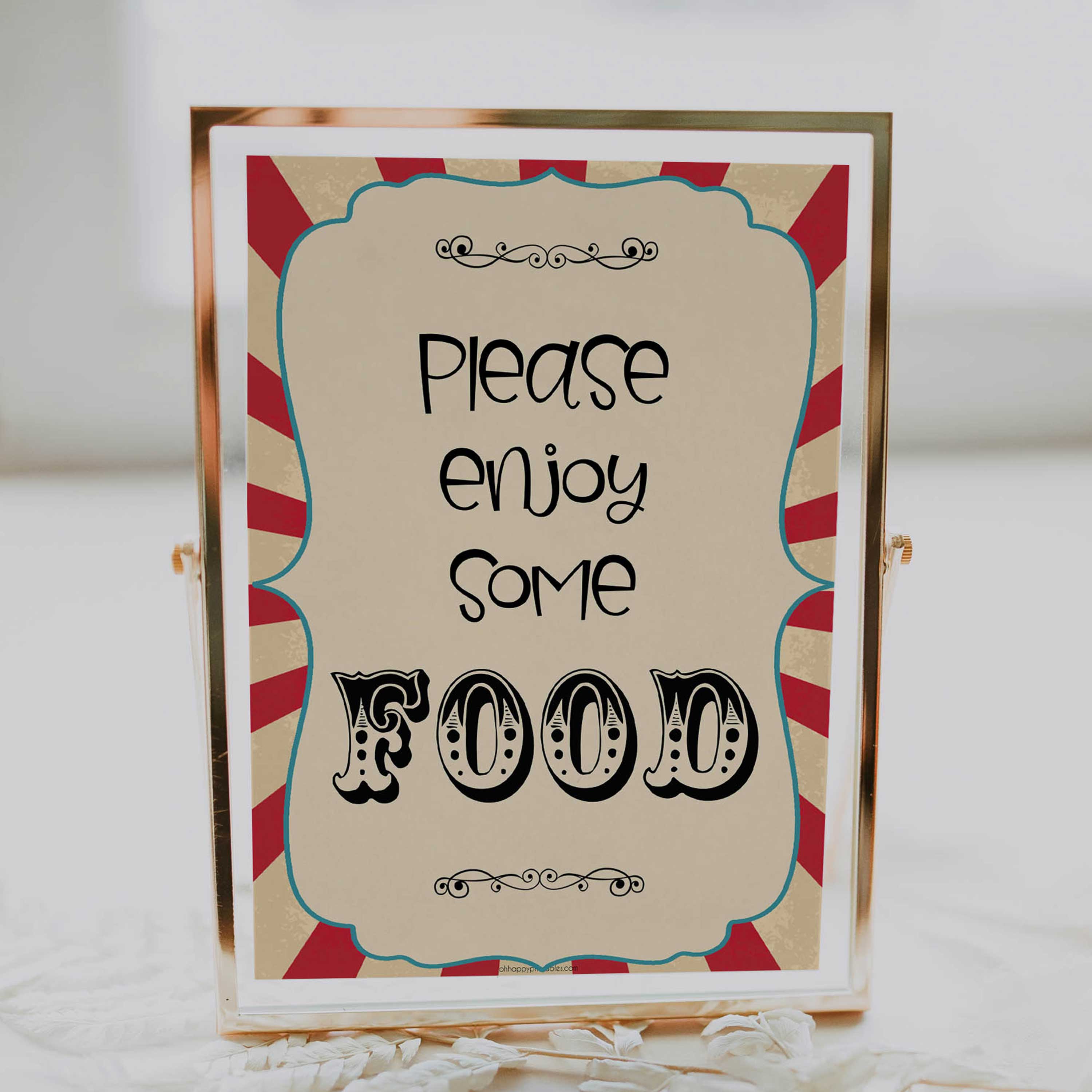 Food Sign - Circus Printable Baby Shower Signs – OhHappyPrintables