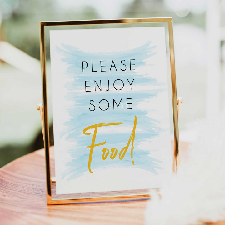 blue baby shower decor, printable baby decor, food baby sign, food baby decor sign, fun baby shower ideas