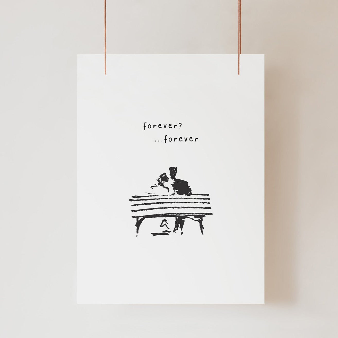 Forever Couple Gift Printable Illustration, Christmas Gift for Girlfriend, for Boyfriend, Romantic Gift, Last Minute, Stocking Filler Gift