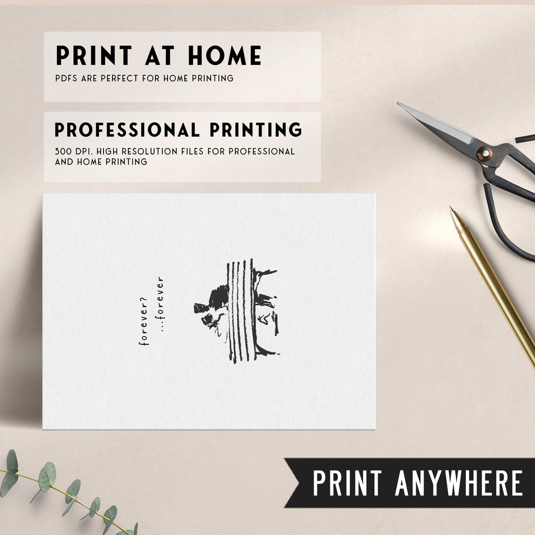 Forever Couple Gift Printable Illustration, Christmas Gift for Girlfriend, for Boyfriend, Romantic Gift, Last Minute, Stocking Filler Gift