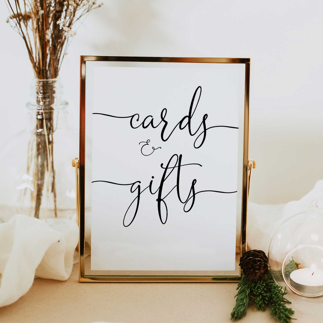 Minimalist bridal shower signs, gifts and cards sign, printable bridal signs, printable bridal decor, minimalist bridal decor, bridal decor, bridal table signs