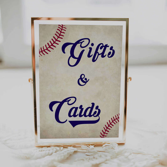 gifts and cards baby sign, gift baby table signs, Baseball baby signs, baseball baby decor, printable baby shower decor, fun baby decor, baby food signs, printable baby shower ideas