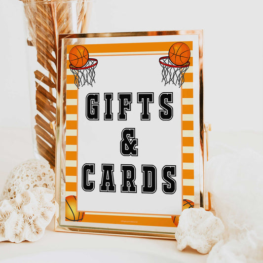 gift and cards sign, gifts and cards table sign, Basketball baby decor, printable baby table signs, printable baby decor, Basketball table signs, fun baby signs, Basketball fun baby table signs