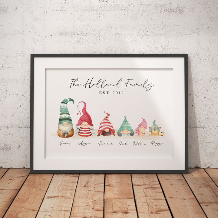 Personalised Gnome Family Print, Printable Download, Gonk Family, Custom Family Christmas Gift, Personalized Portrait, Gnome Family Portrait