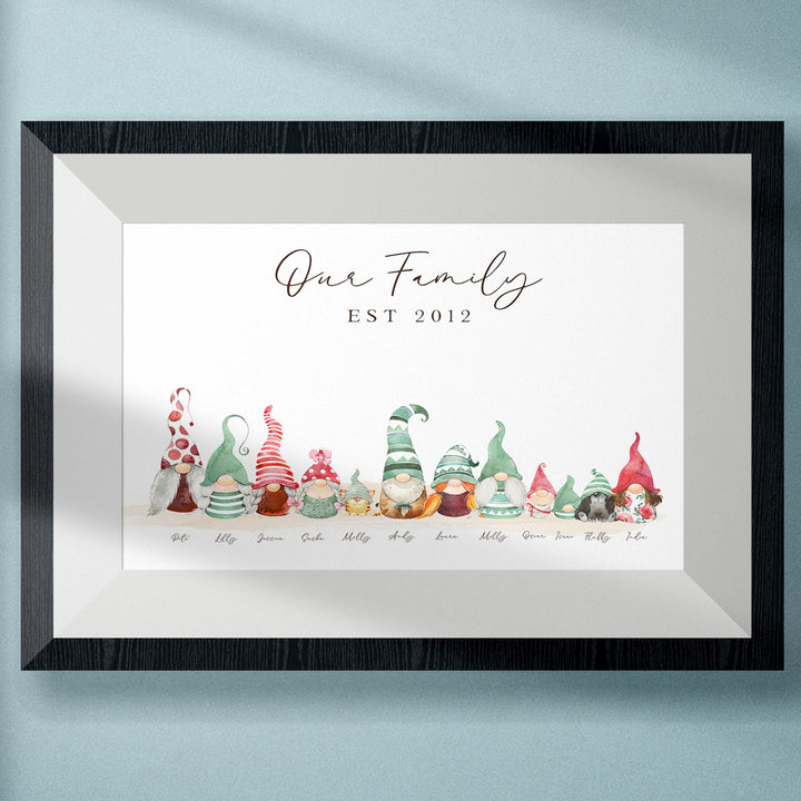 Personalised Gnome Family Print, Printable Download, Gonk Family, Custom Family Christmas Gift, Personalized Portrait, Gnome Family Portrait