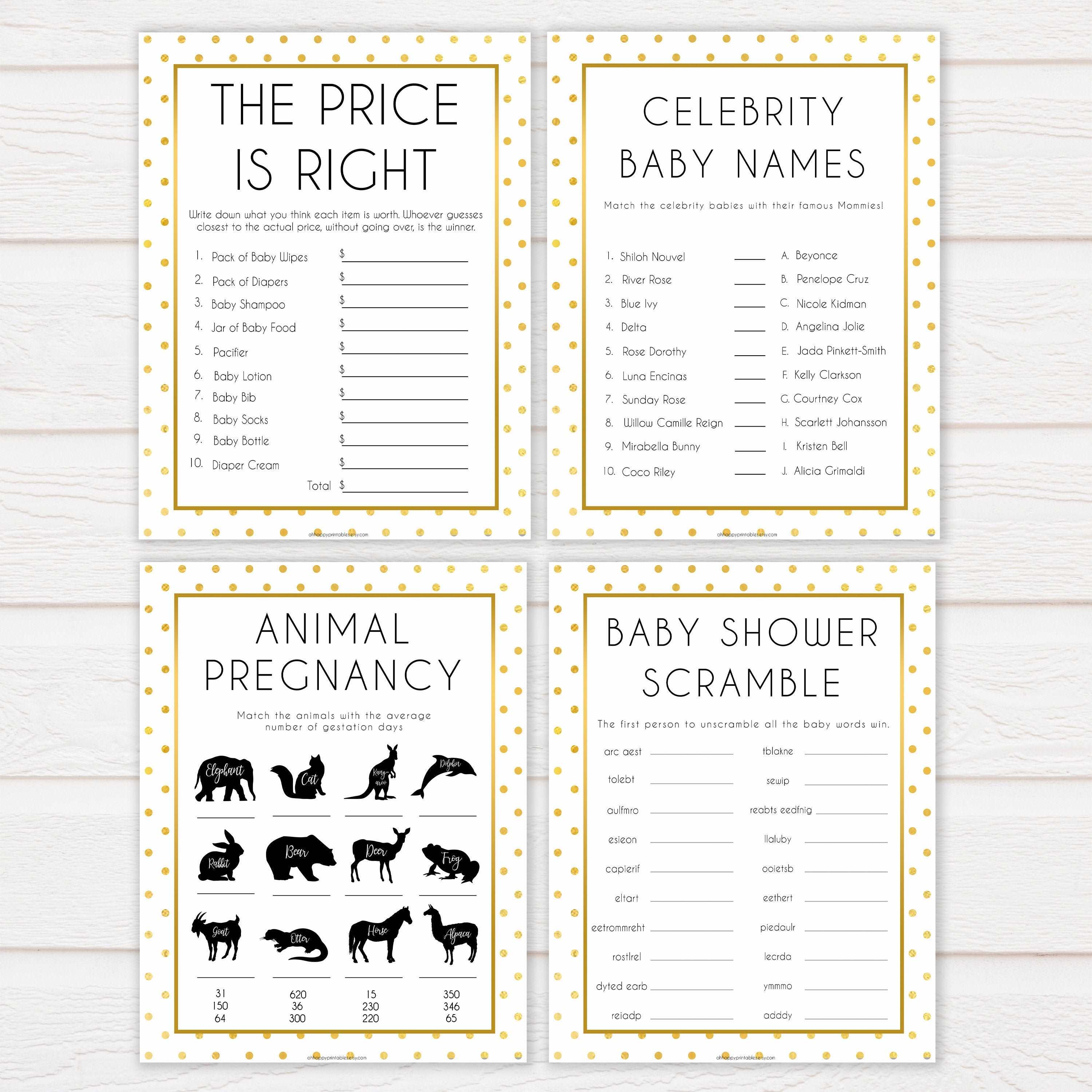 10 baby shower games, 10 baby bundles, Printable baby shower games, baby gold dots fun baby games, baby shower games, fun baby shower ideas, top baby shower ideas, gold glitter shower baby shower, friends baby shower ideas