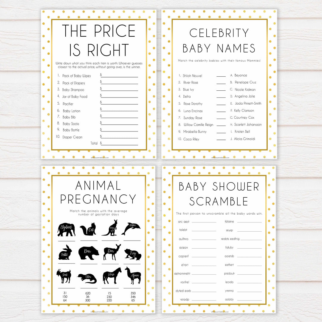 10 baby shower games, 10 baby bundles, Printable baby shower games, baby gold dots fun baby games, baby shower games, fun baby shower ideas, top baby shower ideas, gold glitter shower baby shower, friends baby shower ideas