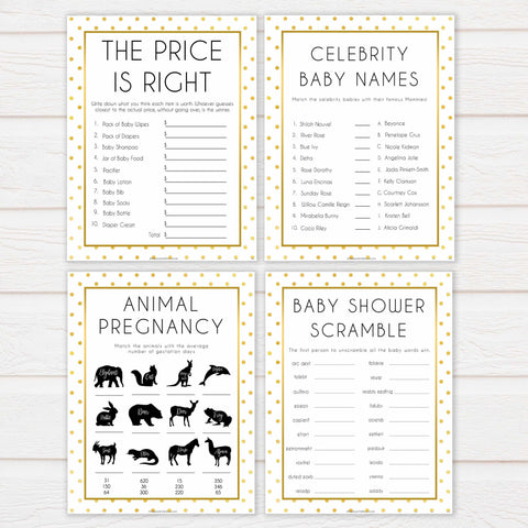 10 baby shower games, 10 baby bundles, Printable baby shower games, baby gold dots fun baby games, baby shower games, fun baby shower ideas, top baby shower ideas, gold glitter shower baby shower, friends baby shower ideas