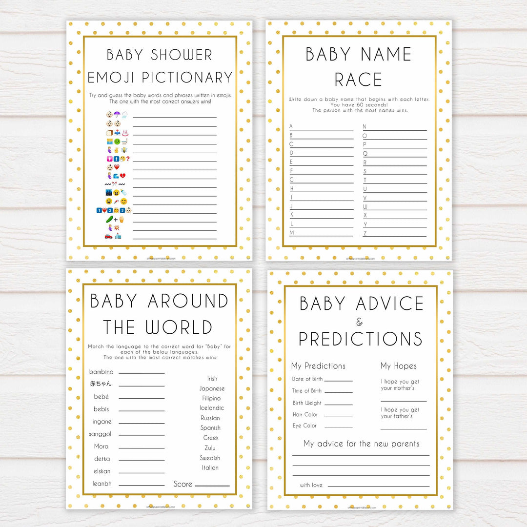 10 baby shower games, 10 baby bundles, Printable baby shower games, baby gold dots fun baby games, baby shower games, fun baby shower ideas, top baby shower ideas, gold glitter shower baby shower, friends baby shower ideas