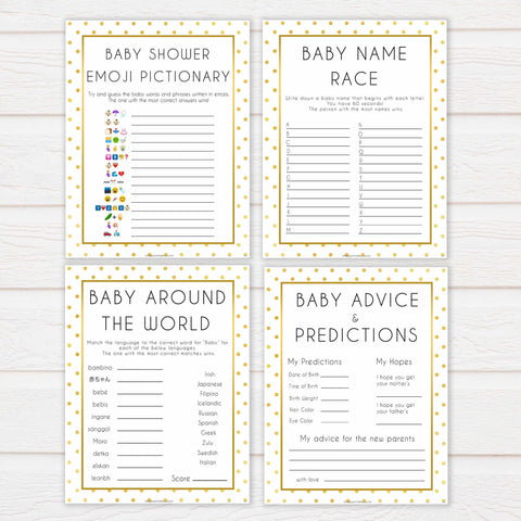 10 baby shower games, 10 baby bundles, Printable baby shower games, baby gold dots fun baby games, baby shower games, fun baby shower ideas, top baby shower ideas, gold glitter shower baby shower, friends baby shower ideas