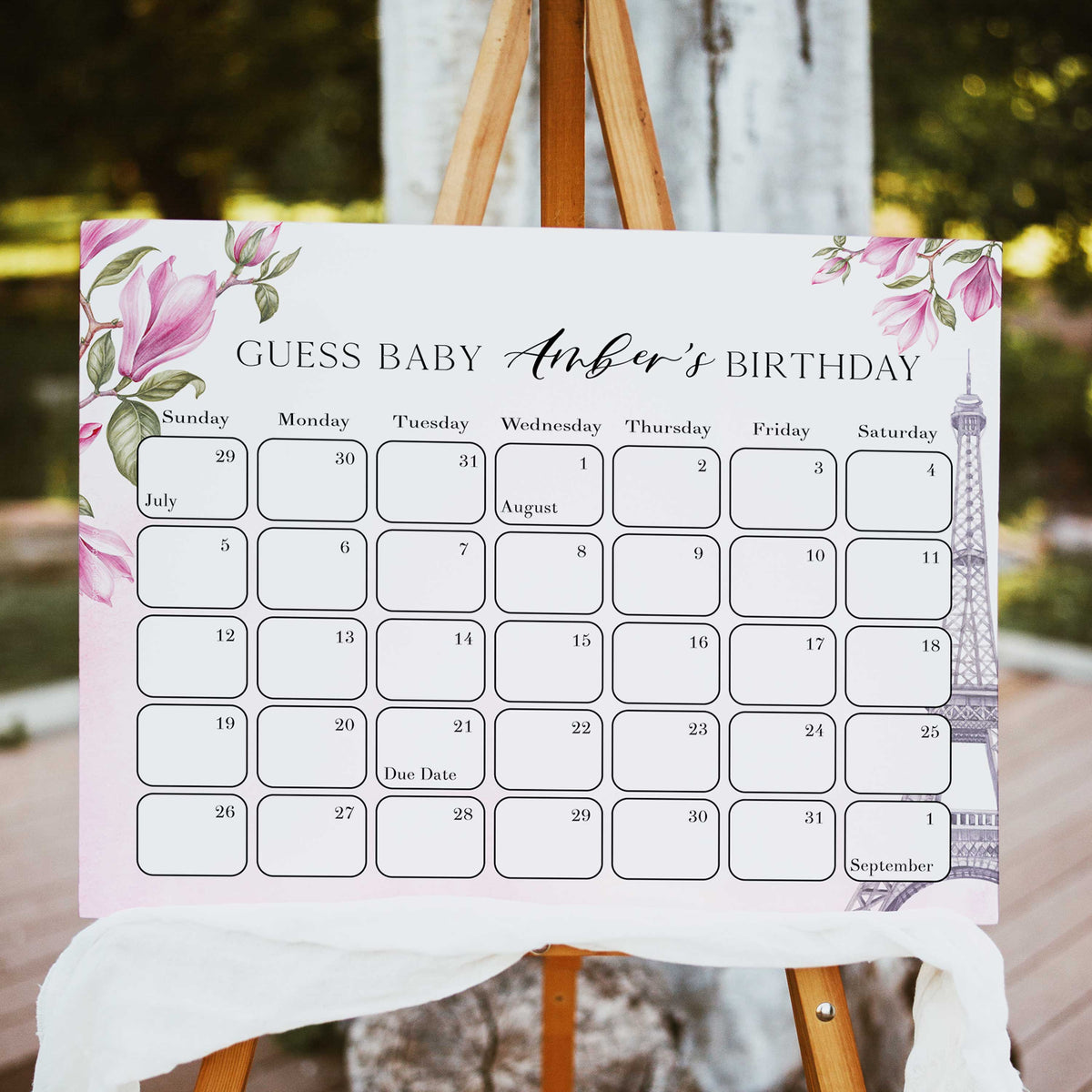 guess the baby birthday game,  Paris baby shower games, printable baby shower games, Parisian baby shower games, fun baby shower games