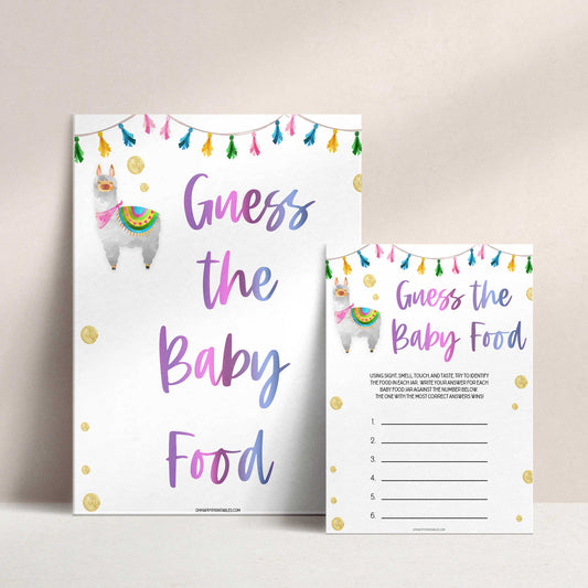 guess the baby food game, Printable baby shower games, llama fiesta fun baby games, baby shower games, fun baby shower ideas, top baby shower ideas, Llama fiesta shower baby shower, fiesta baby shower ideas