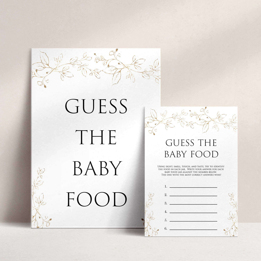 guess the baby food game, Printable baby shower games, gold leaf baby games, baby shower games, fun baby shower ideas, top baby shower ideas, gold leaf baby shower, baby shower games, fun gold leaf baby shower ideas
