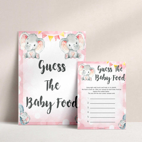 pink elephant baby games, guess the baby food baby shower games, printable baby shower games, baby shower games, fun baby games, popular baby games, pink baby games