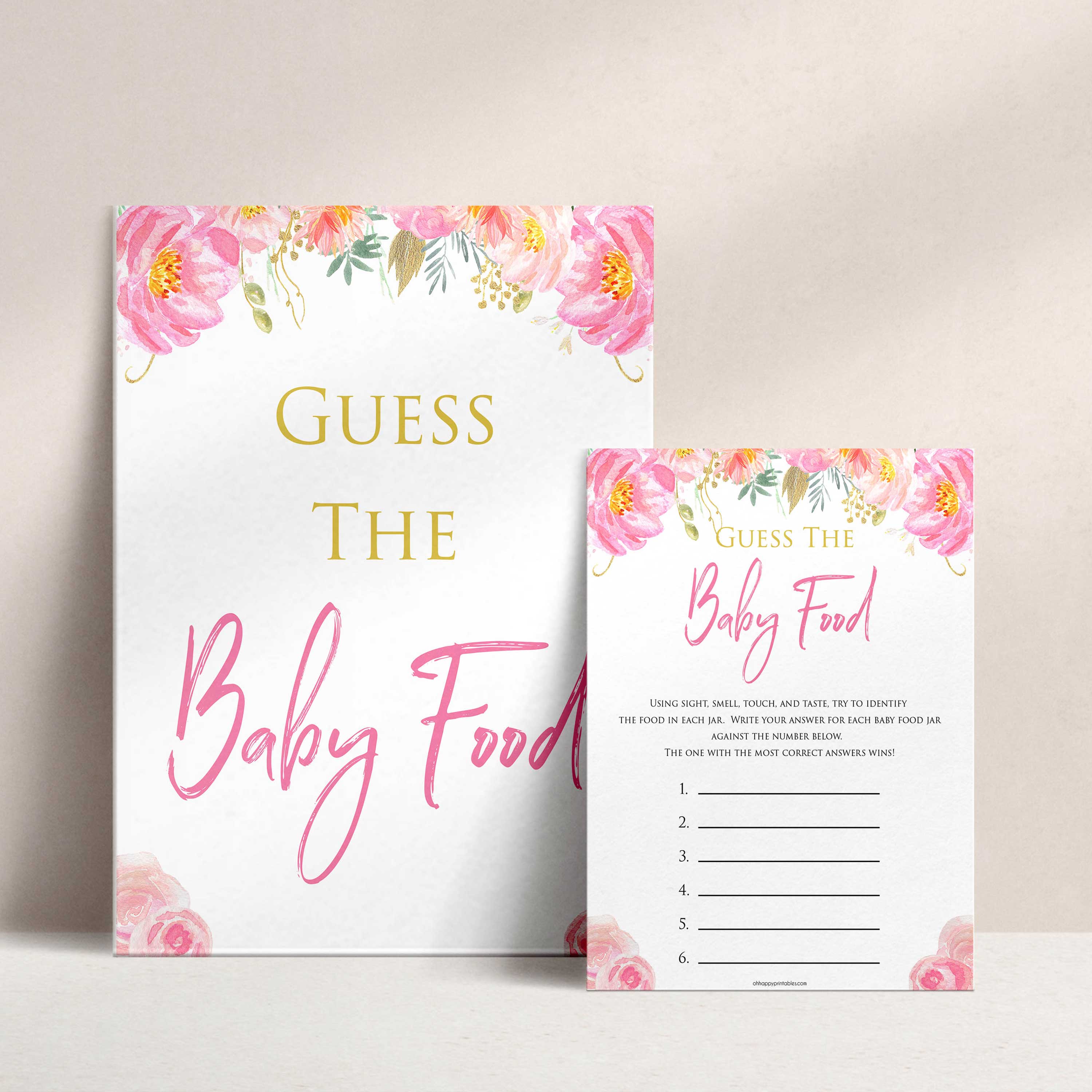 Pink blush floral baby shower guess the baby food, printable baby games, baby shower games, blush baby shower, floral baby games, girl baby shower ideas, pink baby shower ideas, floral baby games, popular baby games, fun baby games