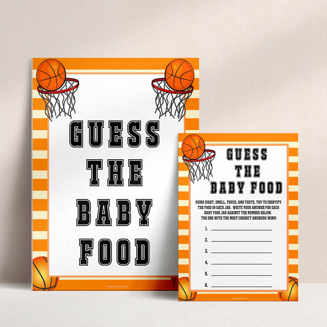 Basketball baby shower games, Guess The Baby Food baby game, printable baby games, basket baby games, baby shower games, basketball baby shower idea, fun baby games, popular baby games