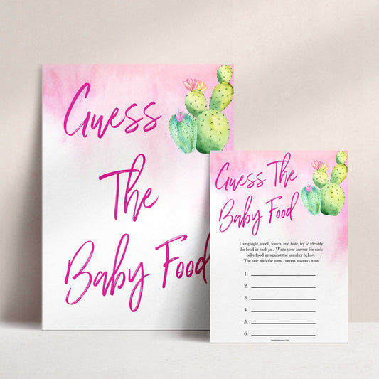 Cactus baby shower games, cactus guess the baby food baby game, printable baby games, Mexican baby shower, Mexican baby games, fiesta baby games, popular baby games, printable baby games