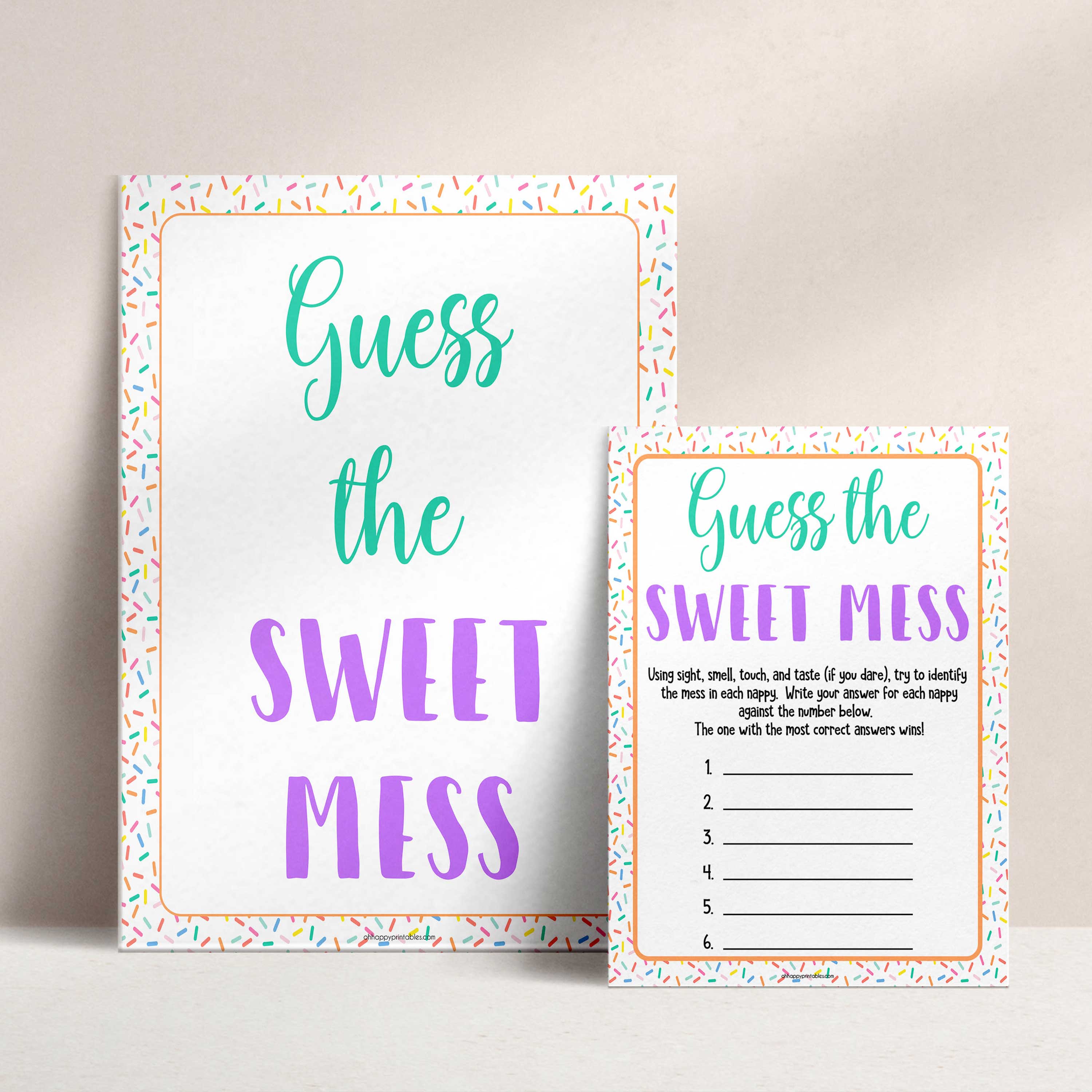 Sprinkle Mess Guess The Sweet Mess - Baby Sprinkle Baby Games – OhHappyPrintables