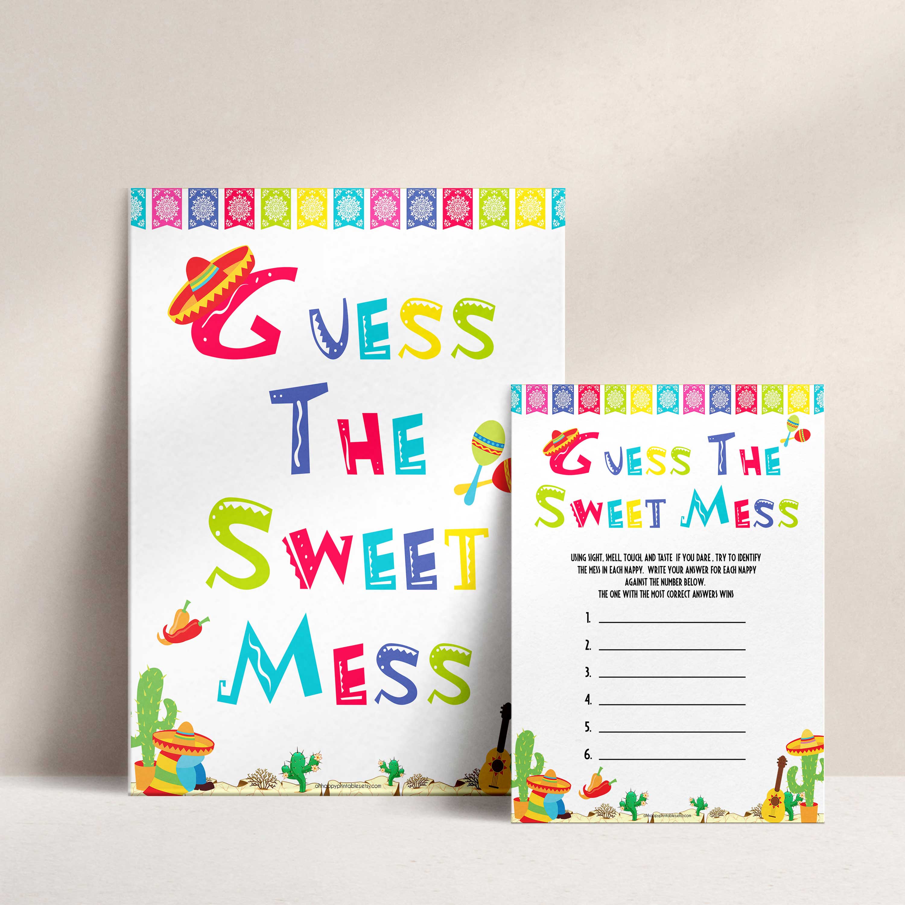guess the sweet mess game, Printable baby shower games, Mexican fiesta fun baby games, baby shower games, fun baby shower ideas, top baby shower ideas, fiesta shower baby shower, fiesta baby shower ideas