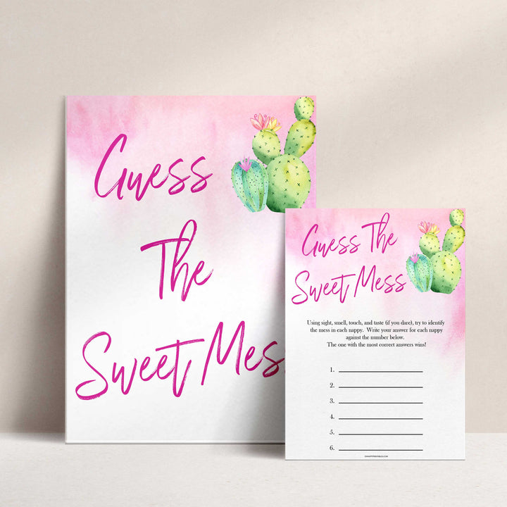 Cactus baby shower games, cactus guess the sweet mess baby game, printable baby games, Mexican baby shower, Mexican baby games, fiesta baby games, popular baby games, printable baby games
