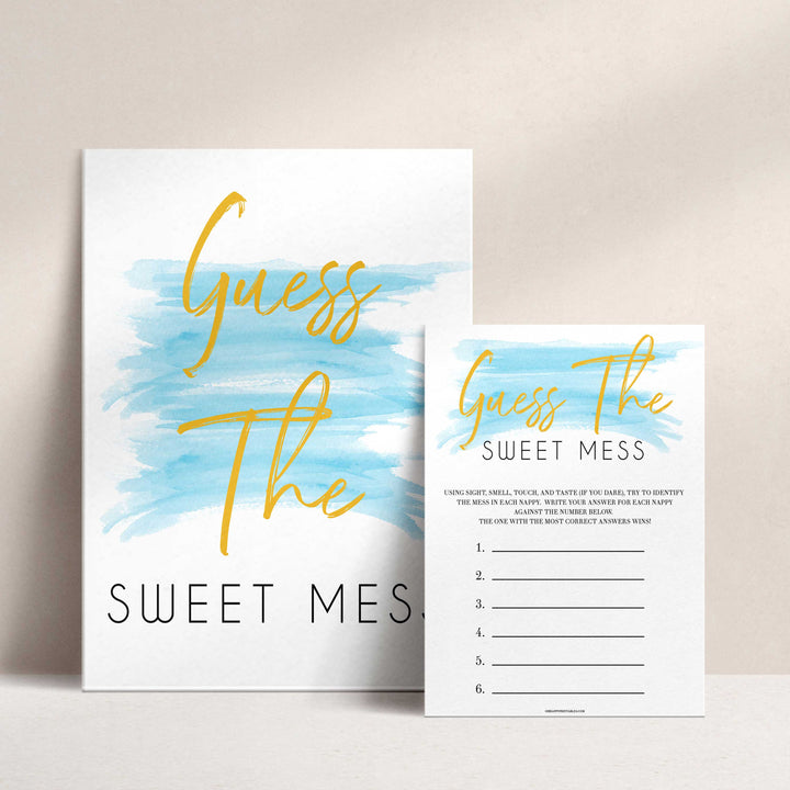 Blue swash, guess the sweet mess baby games, baby shower games, printable baby games, fun baby games, boy baby shower games, baby games, fun baby shower ideas, baby shower ideas, boy baby games, blue baby shower