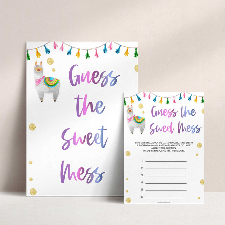 guess the sweet mess game, Printable baby shower games, llama fiesta fun baby games, baby shower games, fun baby shower ideas, top baby shower ideas, Llama fiesta shower baby shower, fiesta baby shower ideas