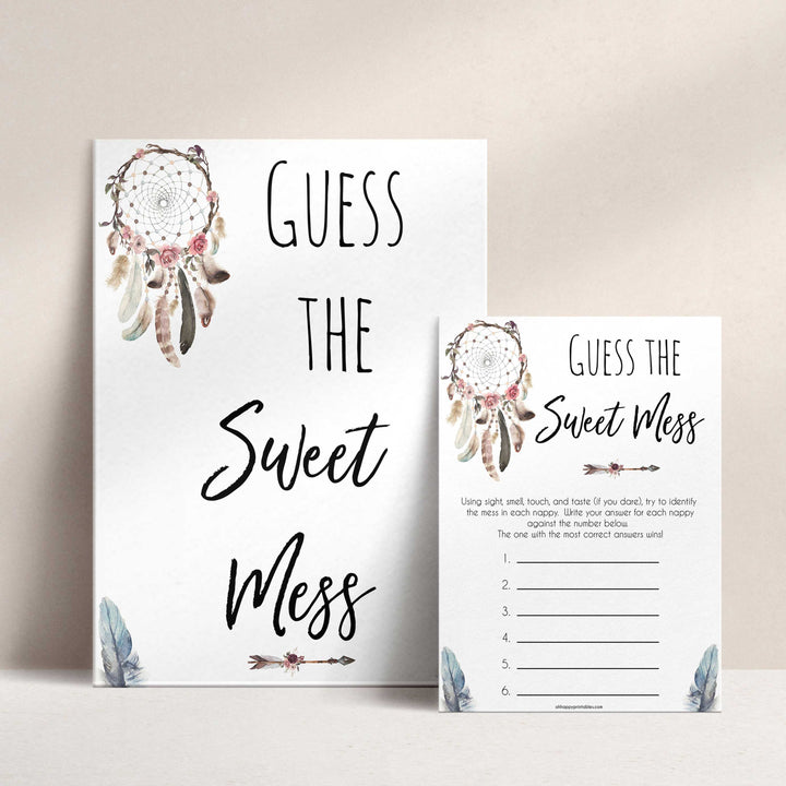 Boho baby games, guess the sweet mess baby game, fun baby games, printable baby games, top 10 baby games, boho baby shower, baby games, hilarious baby games