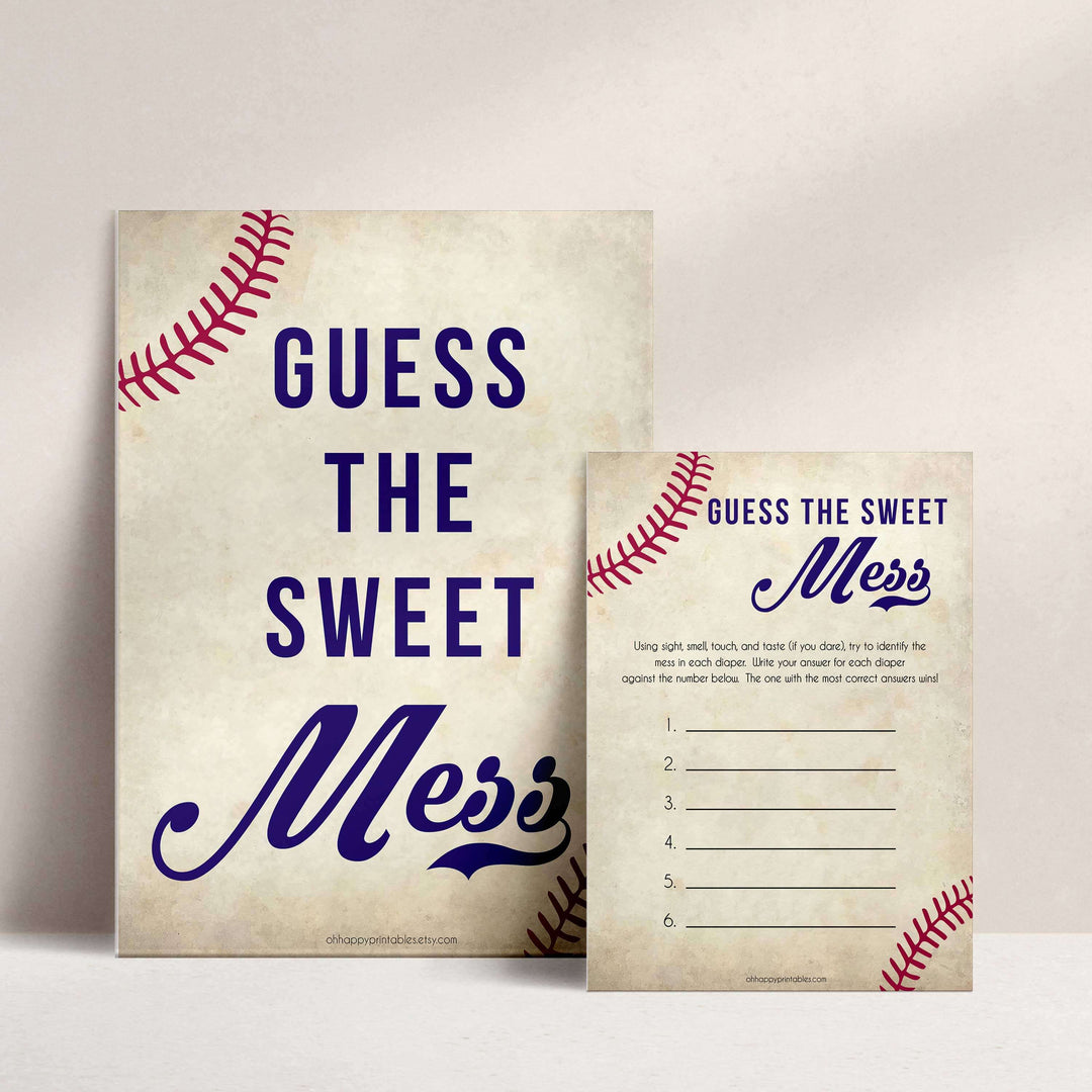 Baseball Baby Shower Guess The Mess Game, Baseball Baby Shower Guess The Sweet Mess, Baby Shower Games, Guess The Mess, Fun Baby Games, printable baby shower games, fun baby shower games, popular baby shower games